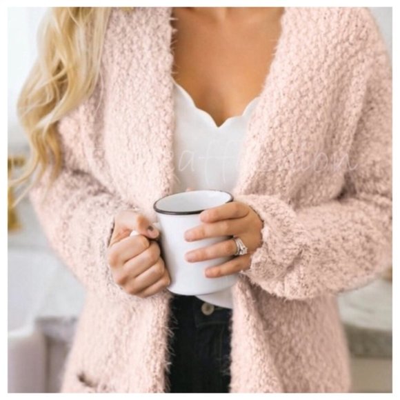 Sweaters - Popcorn Knit Cardigan Sweater Oversized